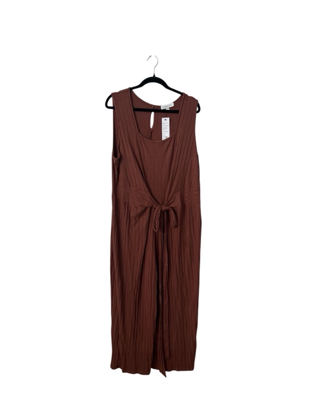 Amour Vert Women’s Briar Ribbed Tie Waist Jumpsuit in Earth Sz 3X NWT